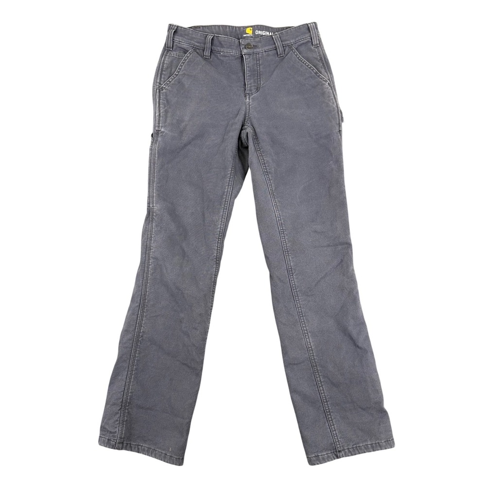 Carhartt Crawford Fleece Lined Pants Womens Size 2 Short Original Fit Gray